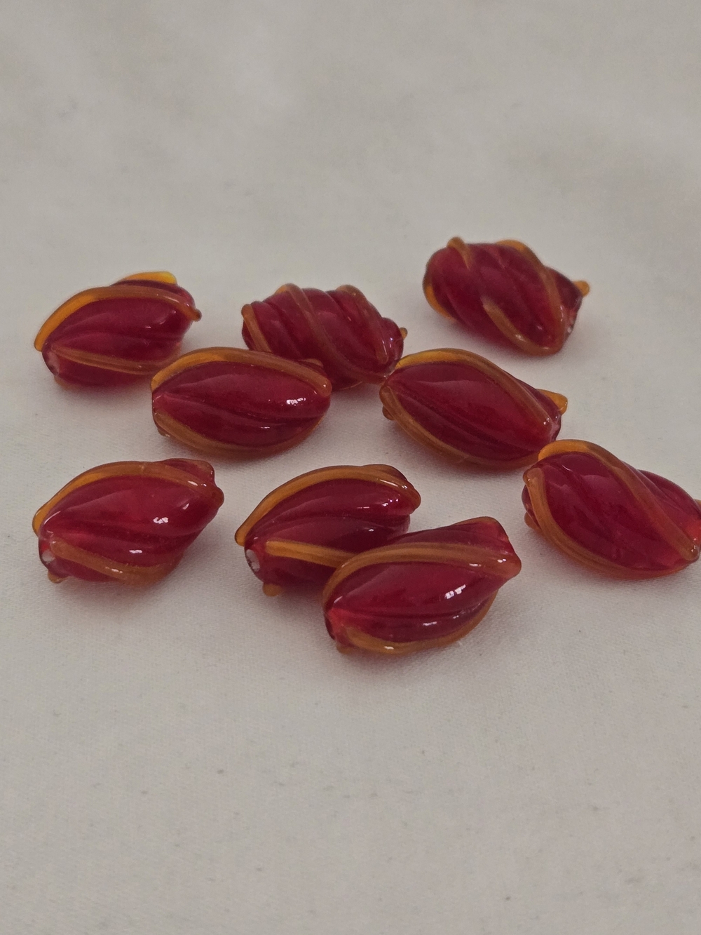 Antique Japanese "Cherry Brand" Glass Beads - Set of 9